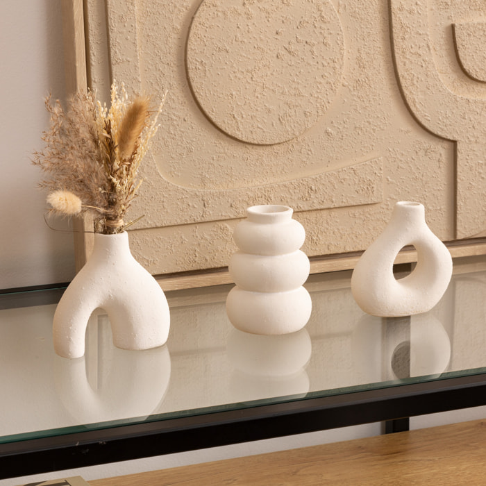 Lot de 3 soliflores "Iora" céramique blanc H9cm