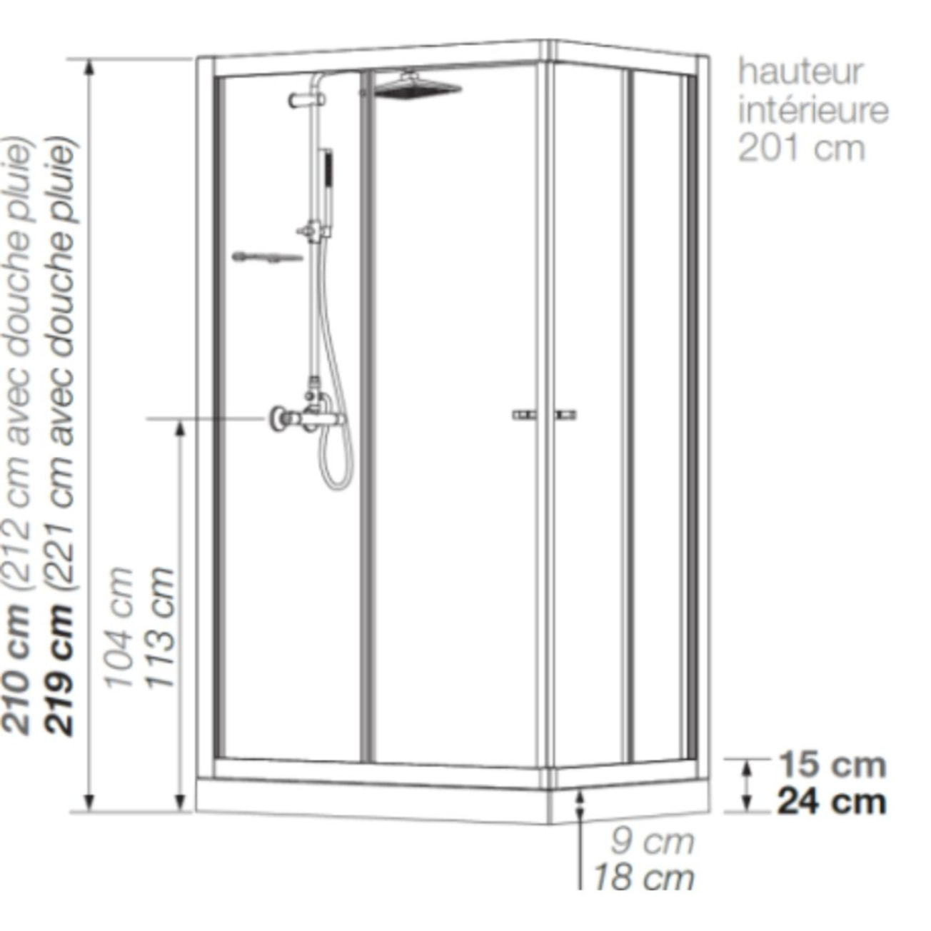 KINEDO Cabine de douche rectangulaire Eden 120 x 80 x 9 aux portes coulissantes