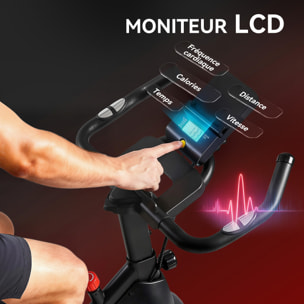 Vélo d'appartement biking résistance magnétique réglable écran LCD acier blanc