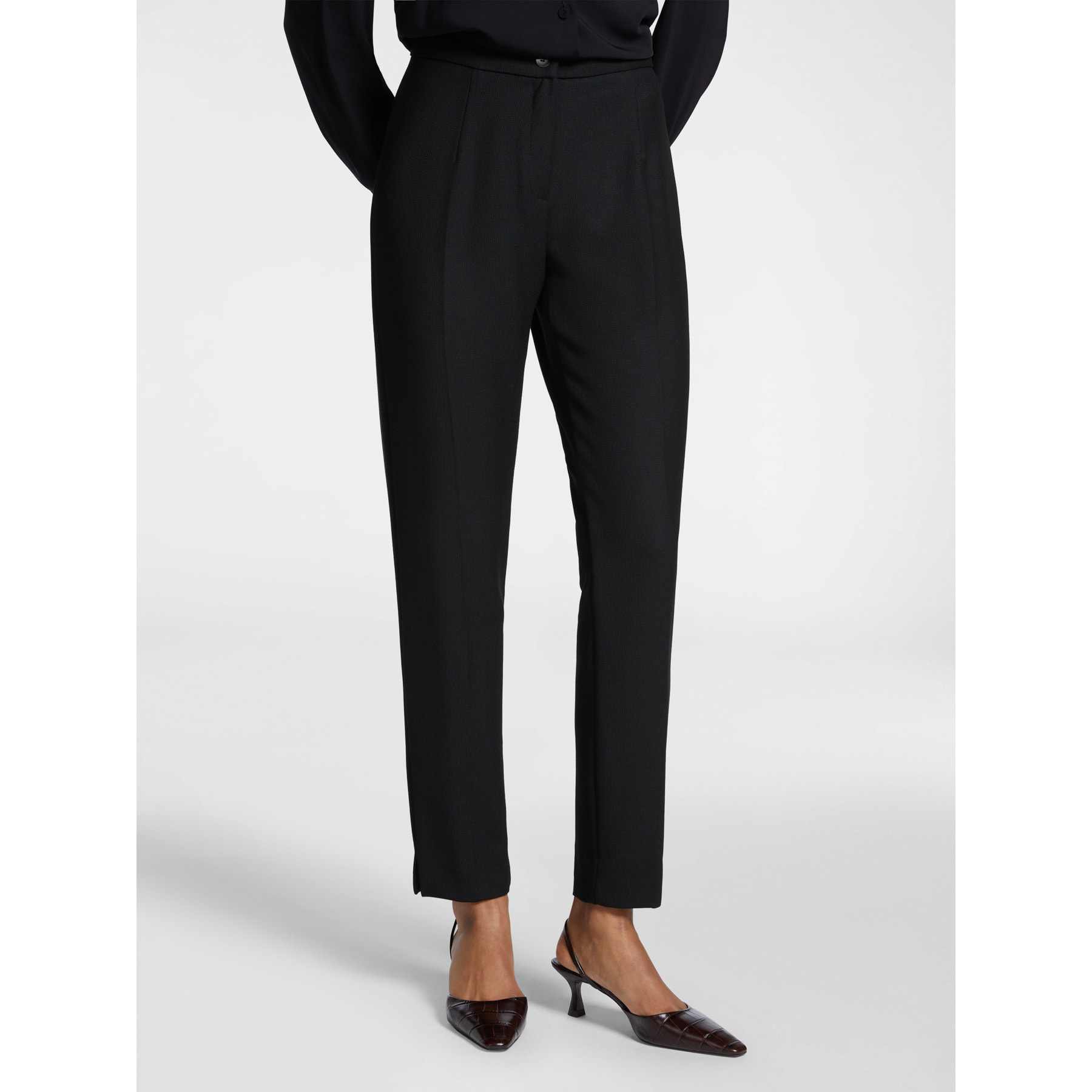 Elena Mirò - Pantaloni slim in stuoia stretch - Nero