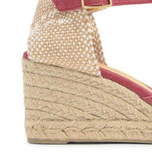 Alpargata de cuña 6 cm en lona de algodón con pala en v y cintas