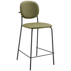 Lot de 2 tabourets de bar en simili vert EDMOND