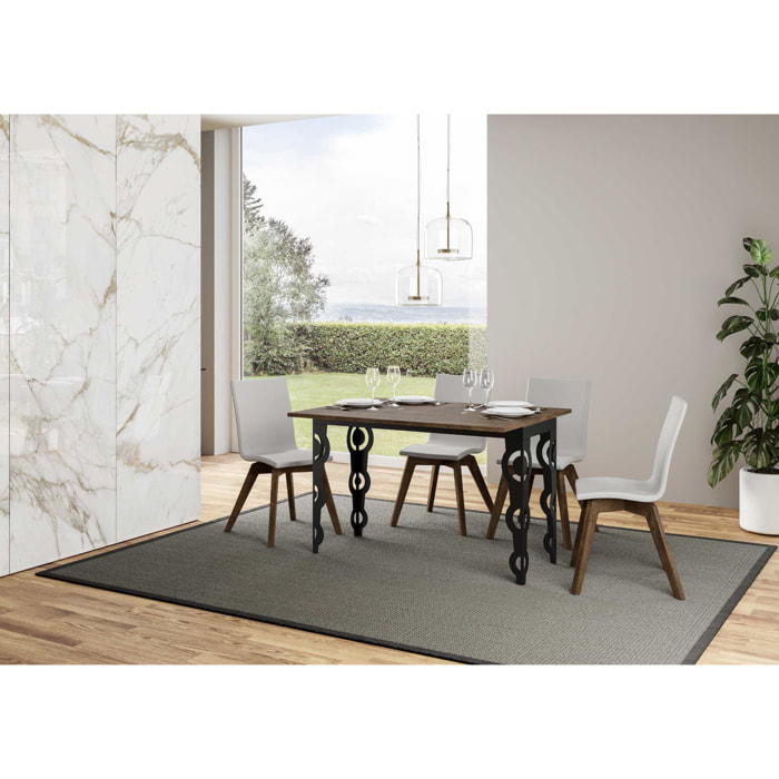 Table Karamay Double Noyer 120x45 Allongée 120x90 pieds/cadre Anthracite