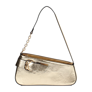Mini bag donna oro in laminato con fibbia