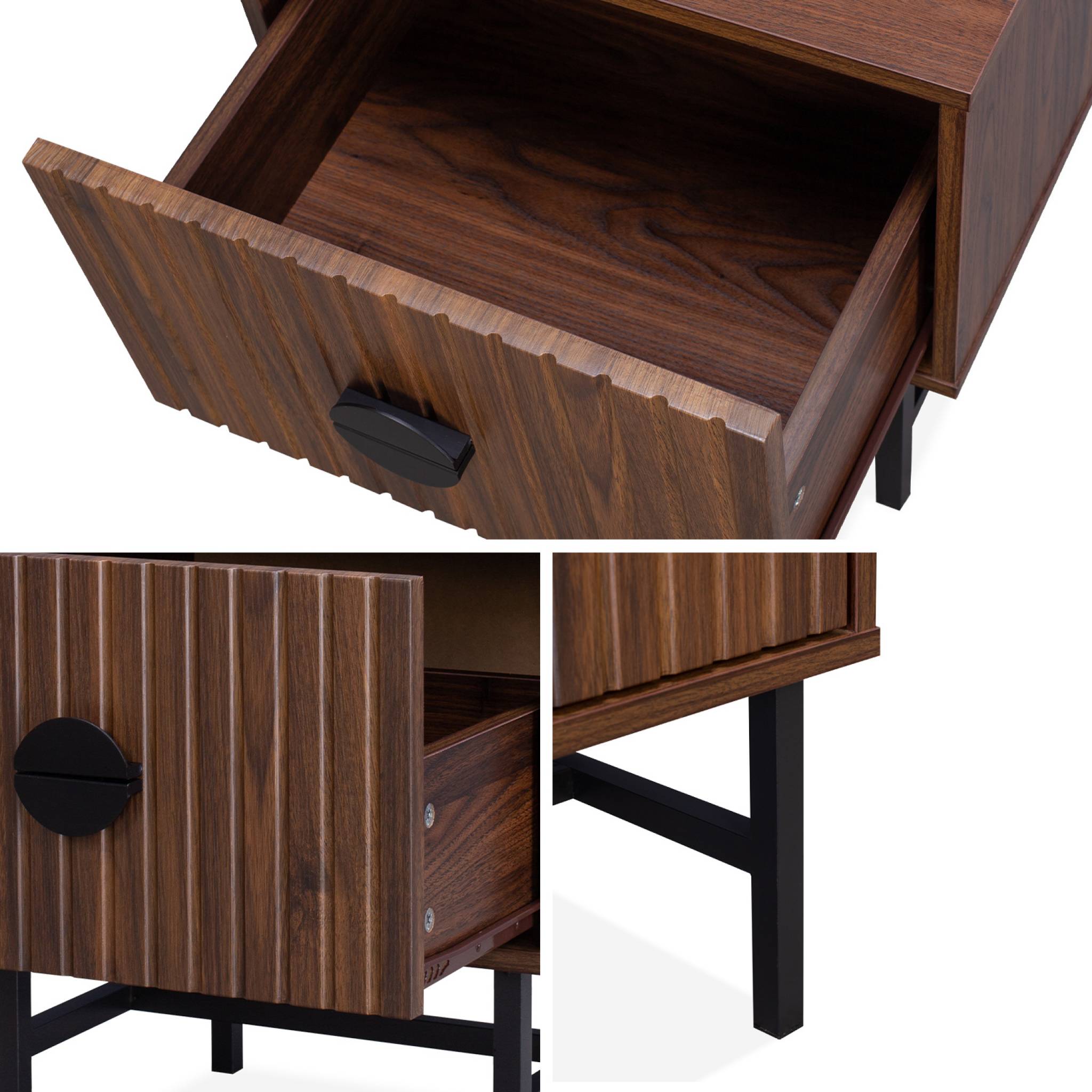 Lot de 2 tables de chevet effet bois foncé. un tiroir. L 48 x l 39 x H 50cm