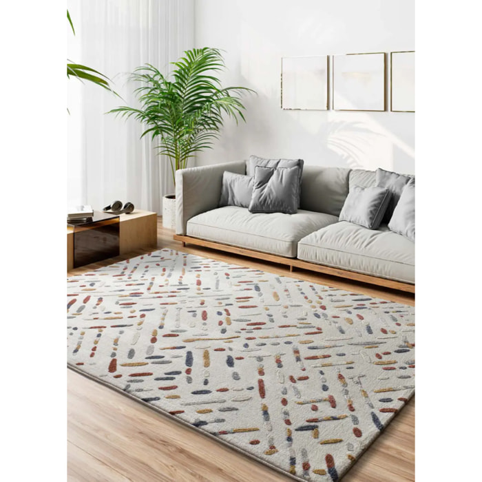 AMARA Alfombra geométrica con relieve multicolor, varias medidas disponibles.