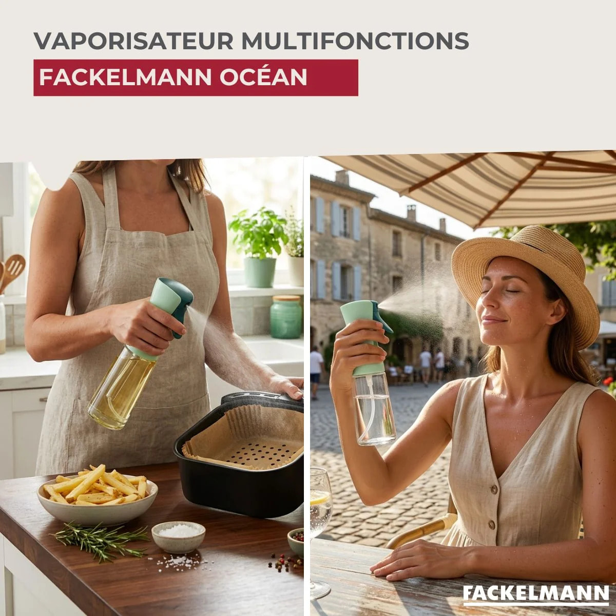 Vaporisateur rechargeable multifonctions en verre Fackelmann Océan
