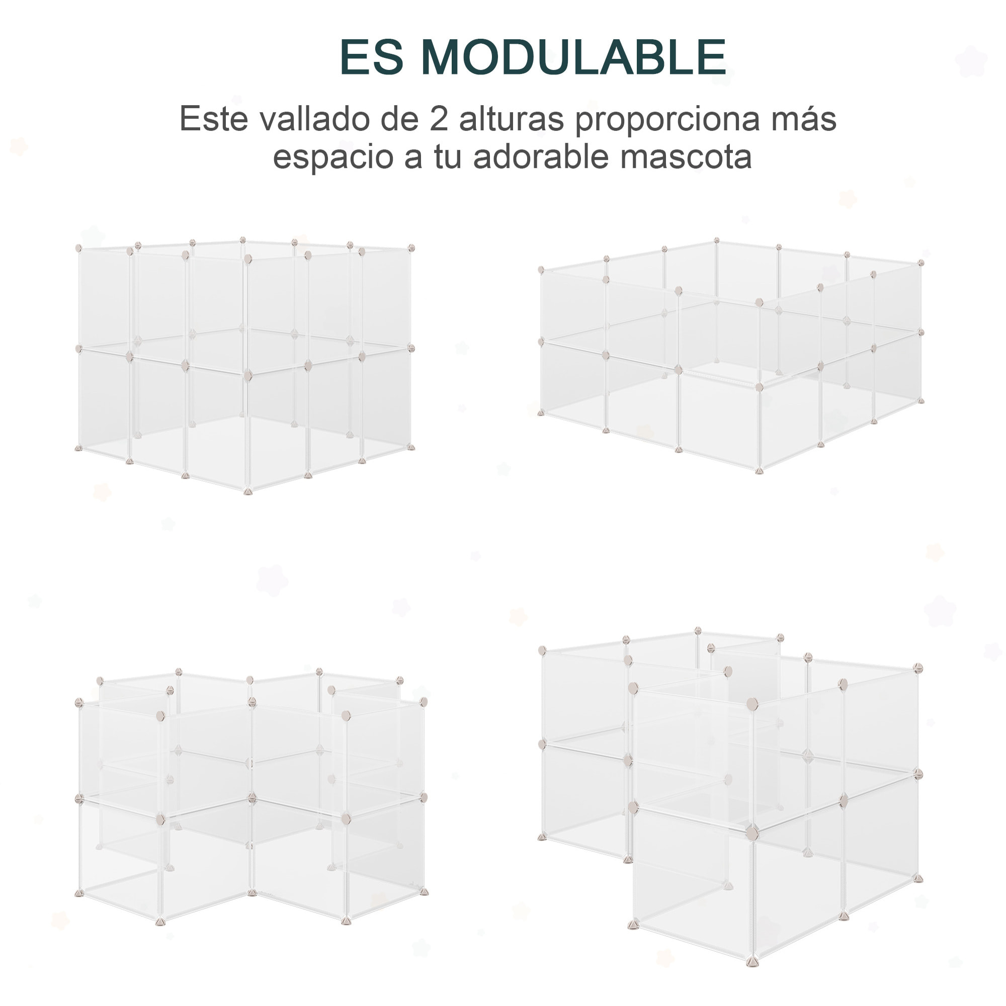 Valla para Animales de Metal Modulable con 12 Paneles Cobayas y Cachorros