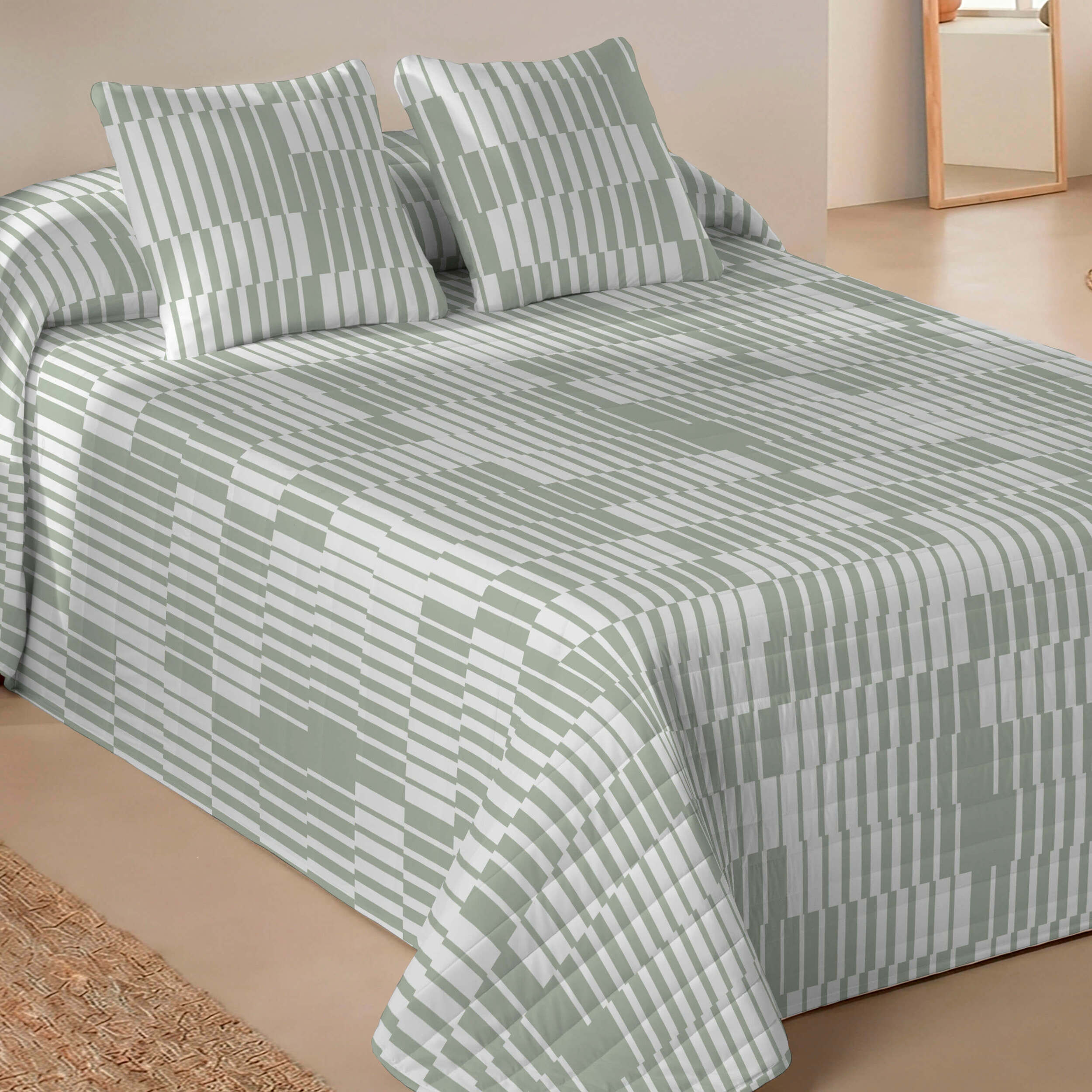 Colcha Bouti Estampada - 2/3 Piezas - 100% Poliéster - Microfibra - 70 gr/m² - Marcos Green