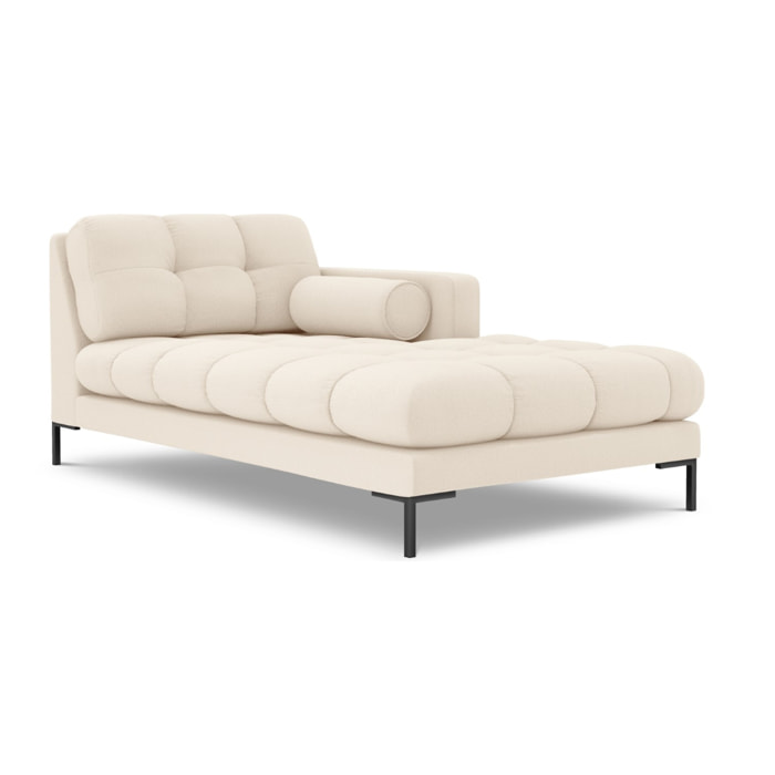 Méridienne droite "Bali" en tissu structurel beige clair