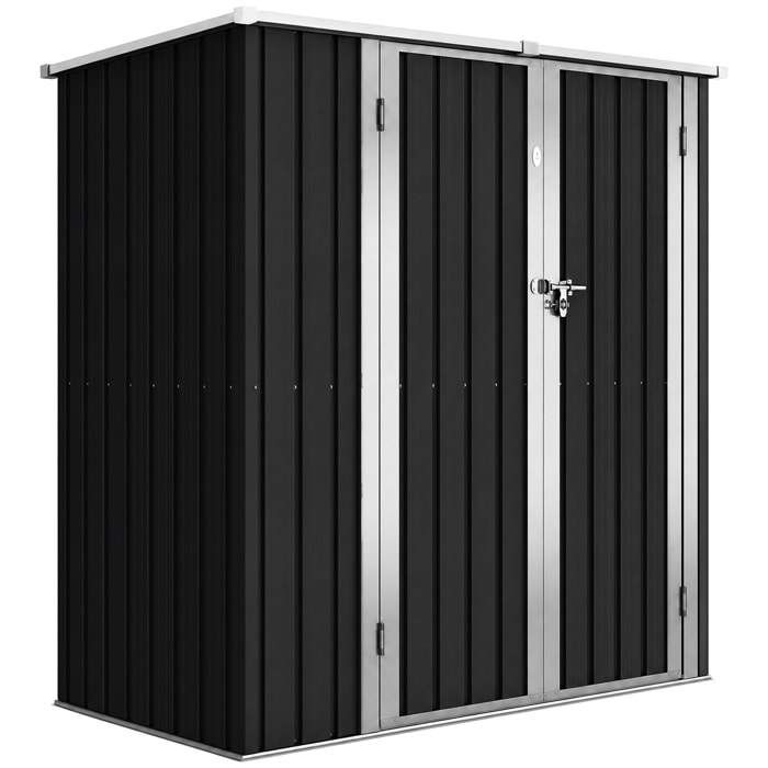 Abri de jardin métal 1,37m² 163x89x163cm 2 portes verrouillables anthracite