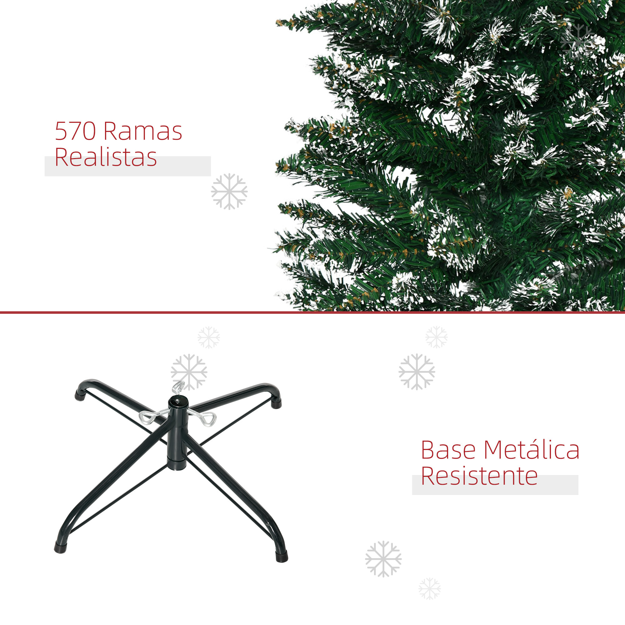 Árbol de Navidad 190 cm Árbol de Navidad Artificial con 570 Ramas y Soporte de Metal Árbol Navideño para Salón Interior Verde