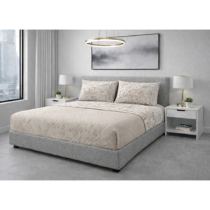 Completo Lenzuola in 100% Cotone Made in Italy Raffinato Disegno Mitril Colore Bronzo