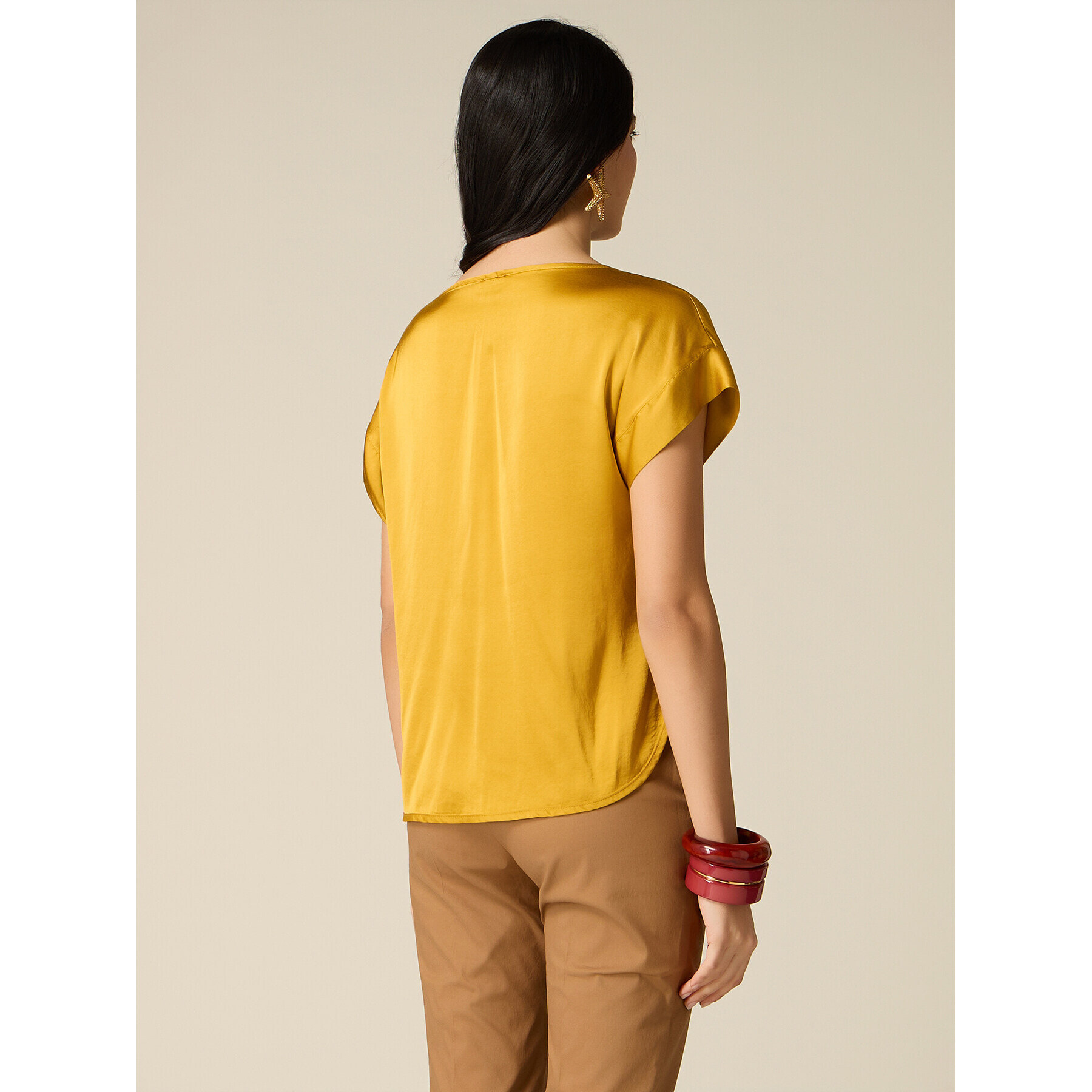 Oltre - Blusa de satén de viscosa - Amarillo