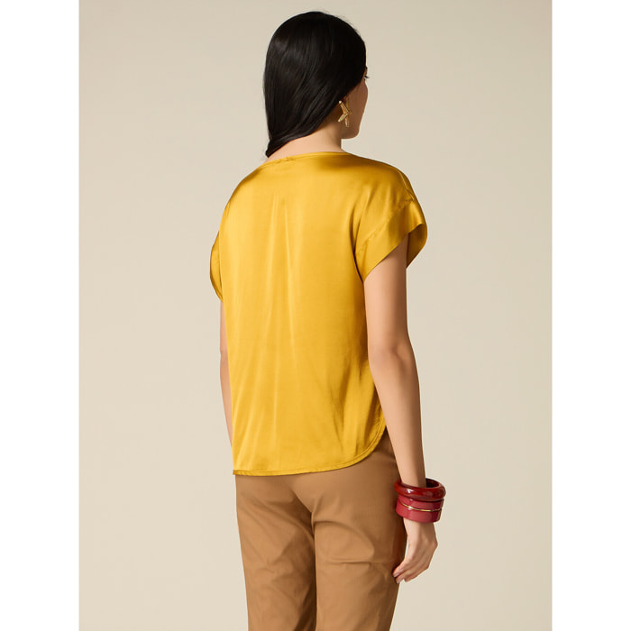 Oltre - Blusa de satén de viscosa - Amarillo