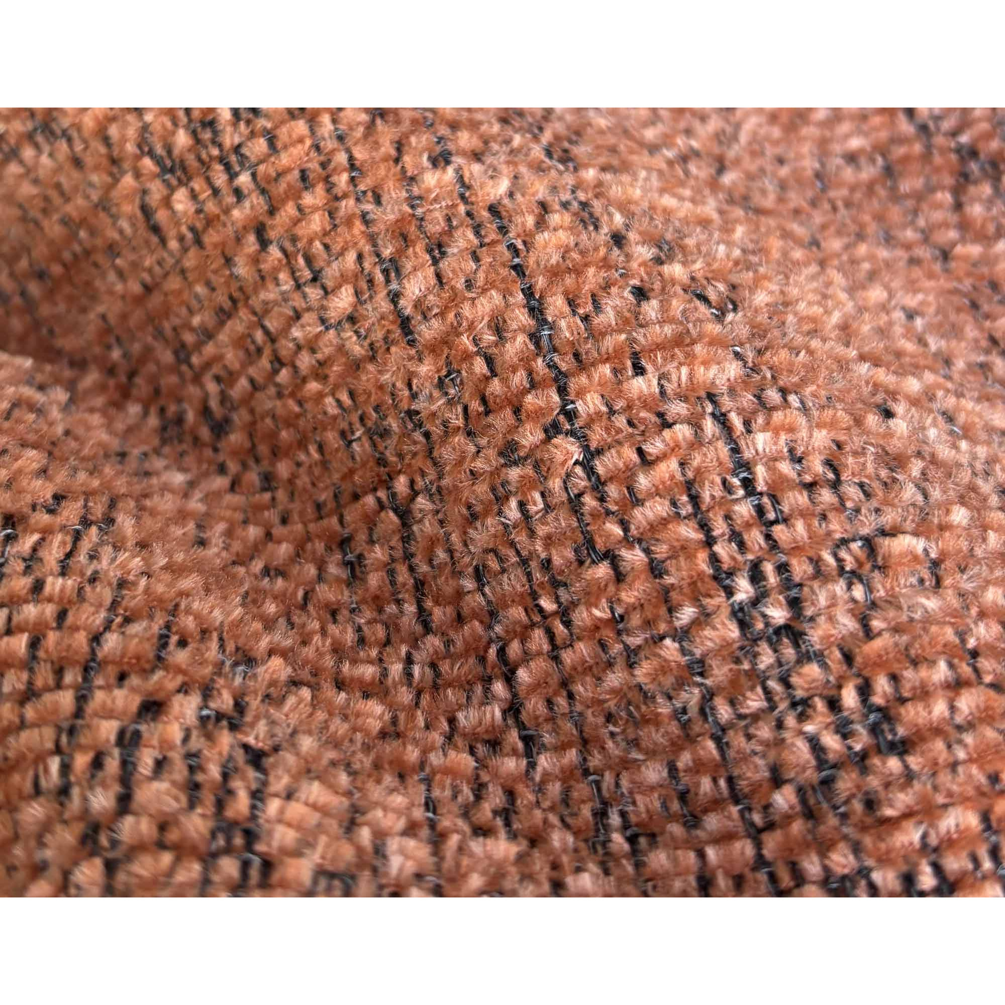 Margaux - Canapé d'angle droit 5 places convertible avec coffre et têtières réglables en velours texturé - Terracotta