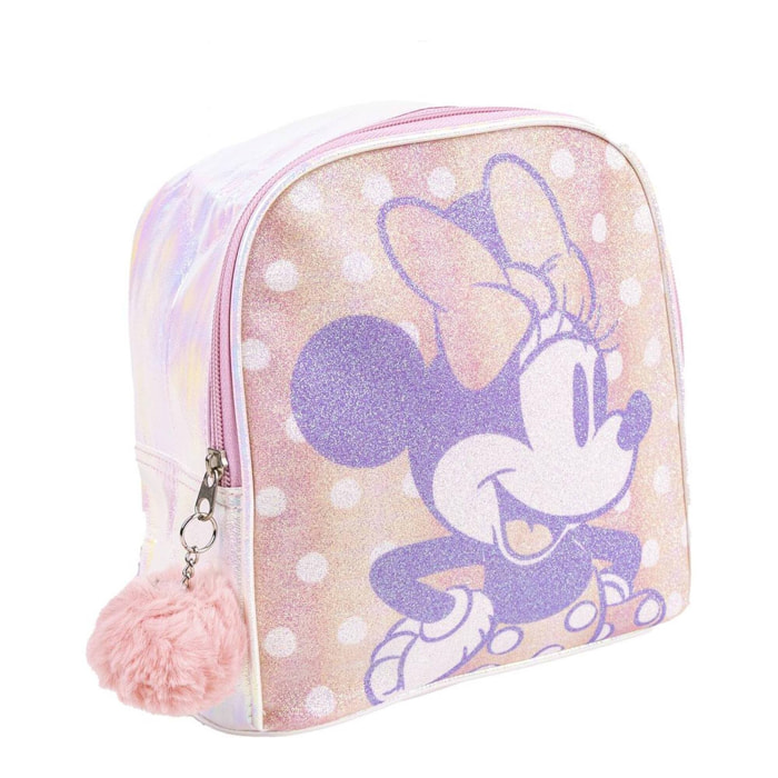 Mochila infantil de minnie mouse - cierre de cremallera con pompón - 18 x 21 x 10 cm - mochila pequeña con costuras reforzadas