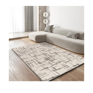 RETRO Alfombra pelo corto con diseño geométrico en blanco y negro, varias medidas disponibles.