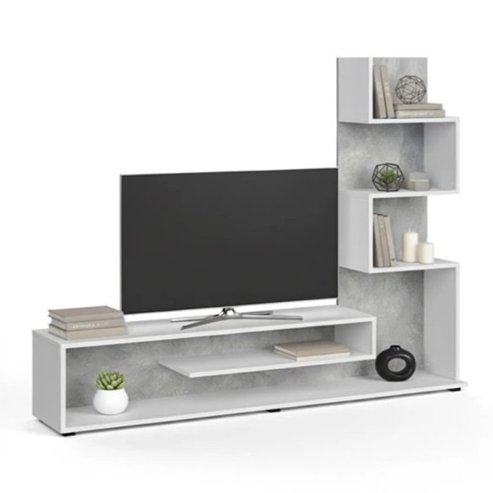 Mueble de salón Moobi en color blanco artik microcemento y medidas 160 x 124 cm Blanco Artik (Blanco Mate) - Microcemento