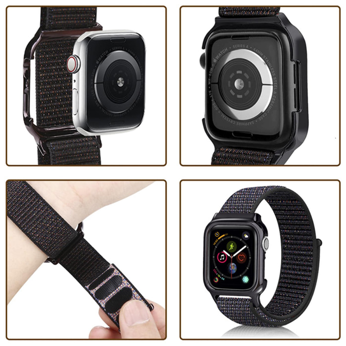 Correa de Nylon con carcasa rígida y cierre de velcro compatible Apple Watch 40mm