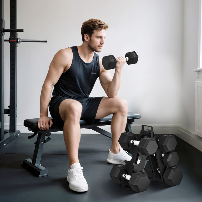 Ensemble d'haltères avec support 2 x 4 Kg/6 Kg/8 Kg noir