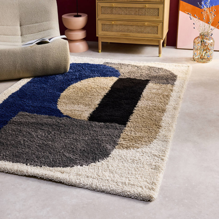 Tapis intérieur shaggy. motifs géométriques. multicolore. 160 x 230cm