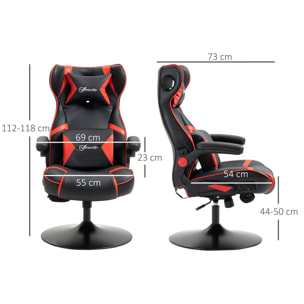 Fauteuil gaming fauteuil de bureau gamer fonction audio pivotant réglable accoudoirs relevables rouge noir