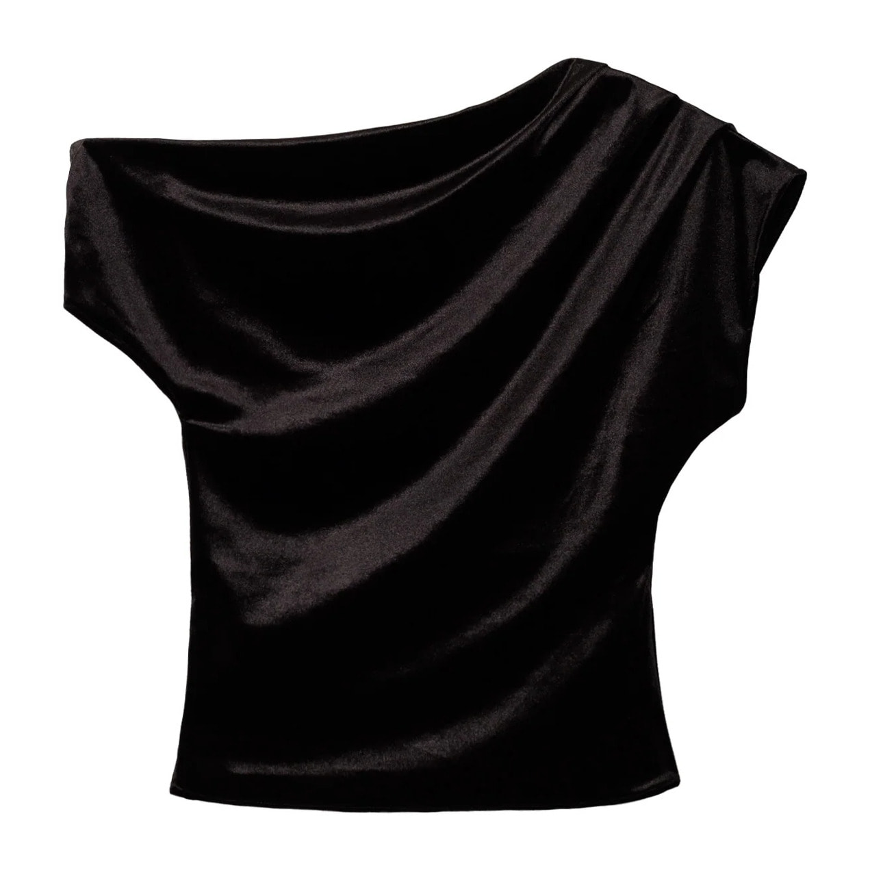 Top de terciopelo con escote asimétrico de mujer