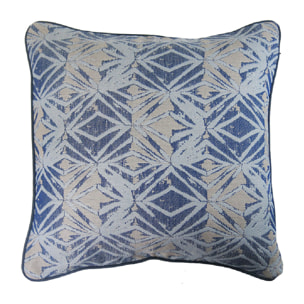 Housse de coussin pur coton motif jacquard bleu Prismes blue