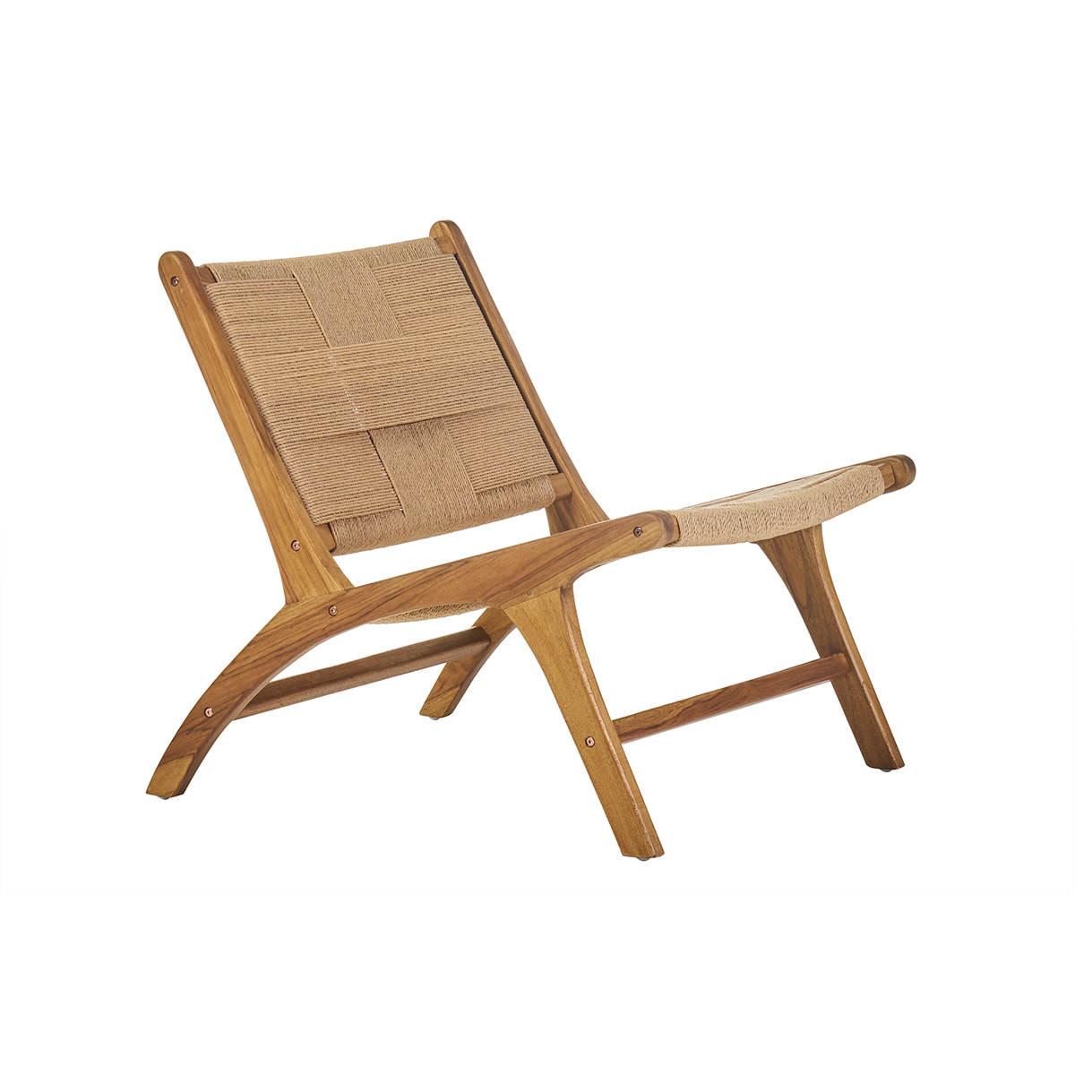 Fauteuil lounge en bois teck massif et corde tressée YARI