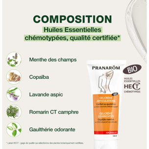 Pranarom - Gel crème - Articulations et muscles - Bio - 100 ml