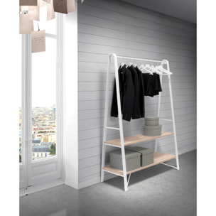 Perchero-burro Nature melamina-metal roble-blanco 170x110x50 cm