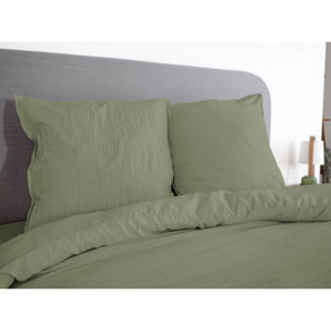 Parure housse de couette 3pc 100% microfibre lavee_vert olive