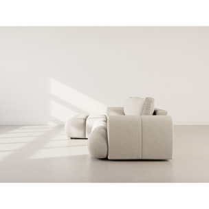 Yulin - Canapé d'angle gauche 4 places convertible avec coffre en tissu bouclette - Beige