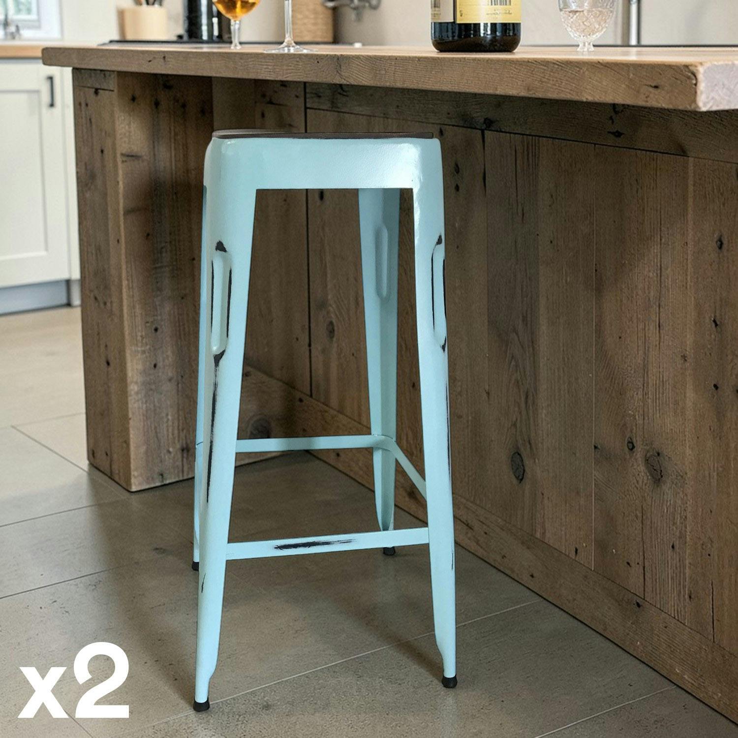 Tabouret de bar bleu (lot de 2) LEEDS