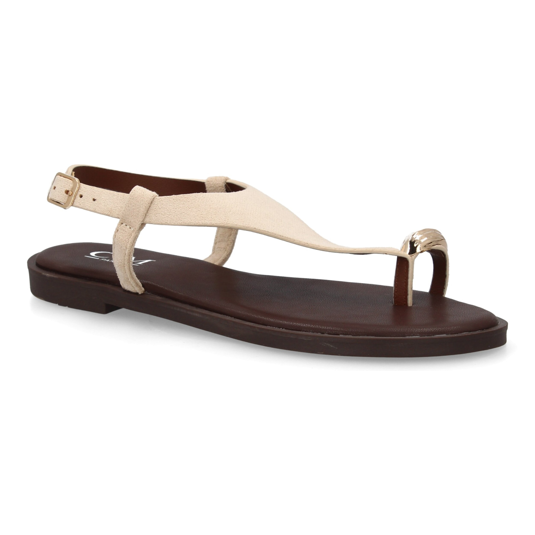 Sandalia plana empeine cubierto mujer