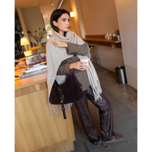 Poncho jaspeado con flecos