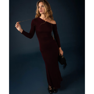 Vestido de punto con escote asimétrico de mujer