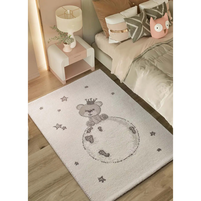 CRANBERRY Alfombra infantil osito blanco, 120x170 cm.