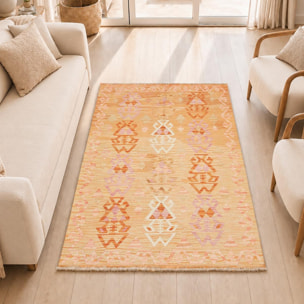 Tapis kilim au motif ethnique, tissé plat authentique, ZANIS