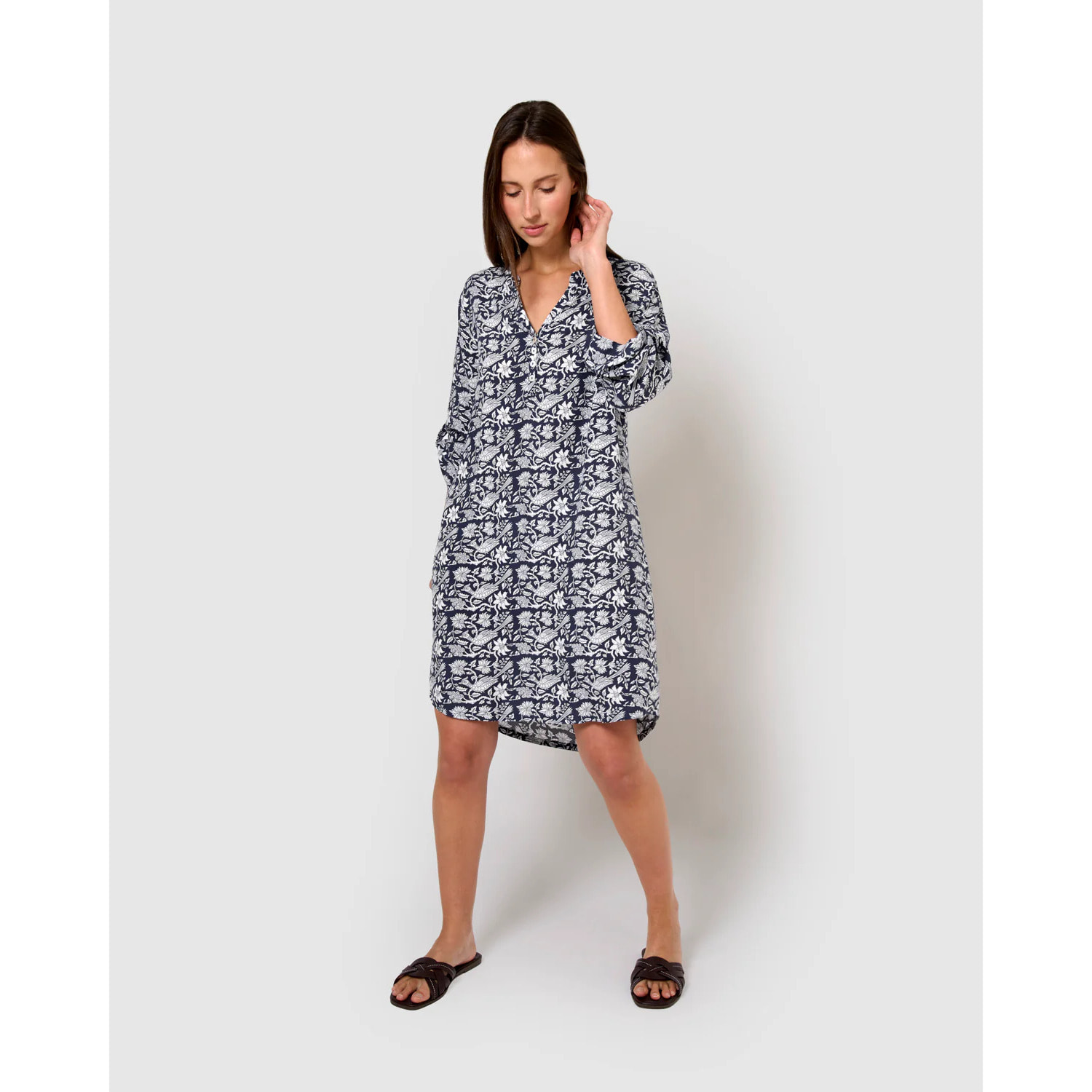 Vestido viscosa mykonos azul marino