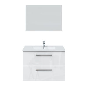 Mueble baño axel 2c 80cm color blanco brillo con espejo, sin lavabo