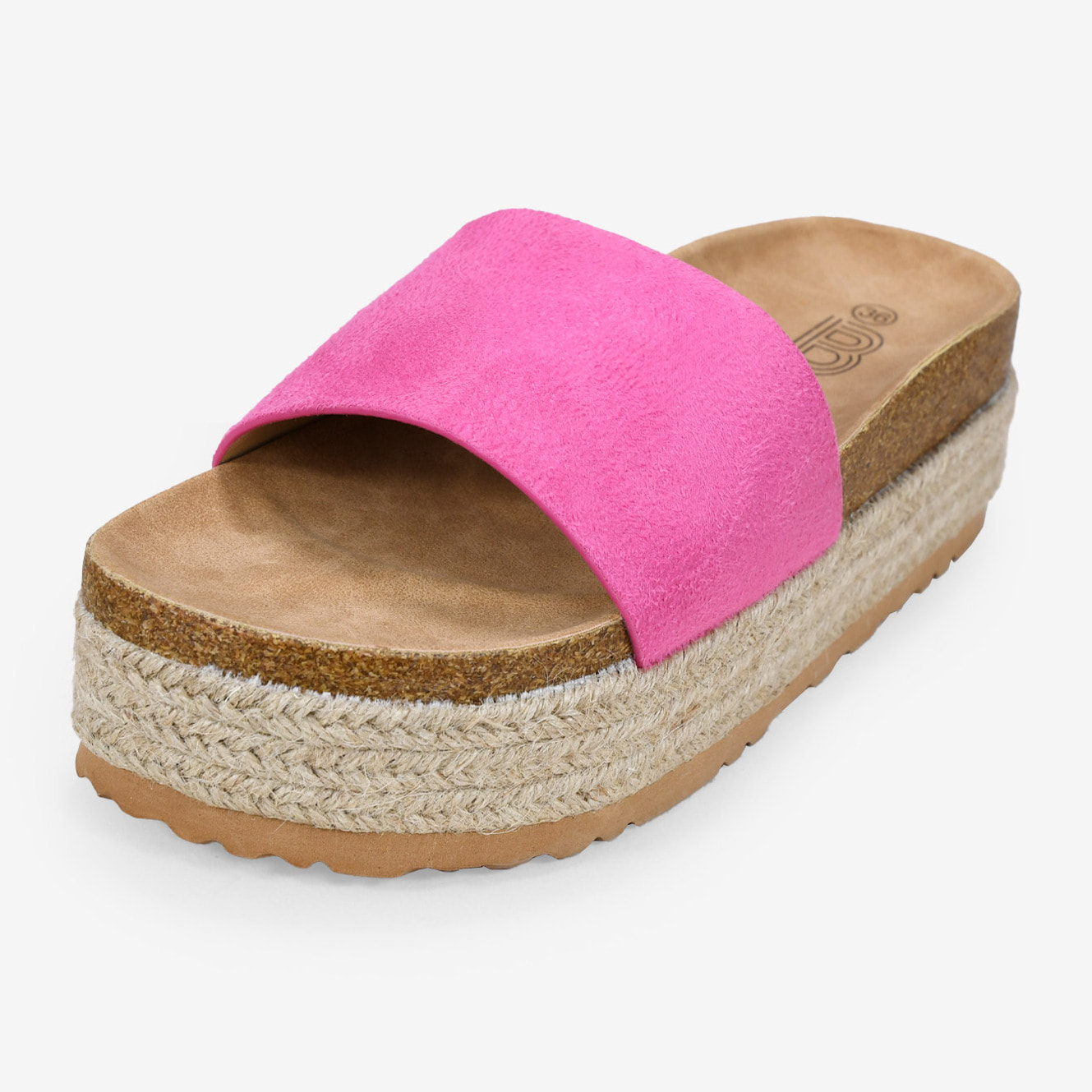 Sandalias rosa con plataforma de esparto