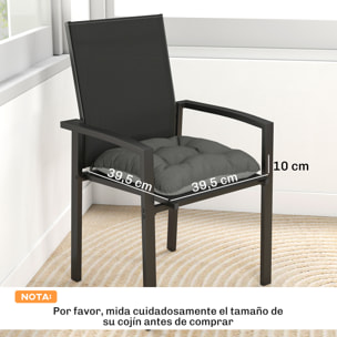 Set de 4 Cojines para Sillas, Cojines para Jardín, Colchones de Silla con Lazos y Base Antideslizante, Impermeables, Protección UV30+, para Interior y Exterior, 39,5x39,5x10 cm, Gris Oscuro