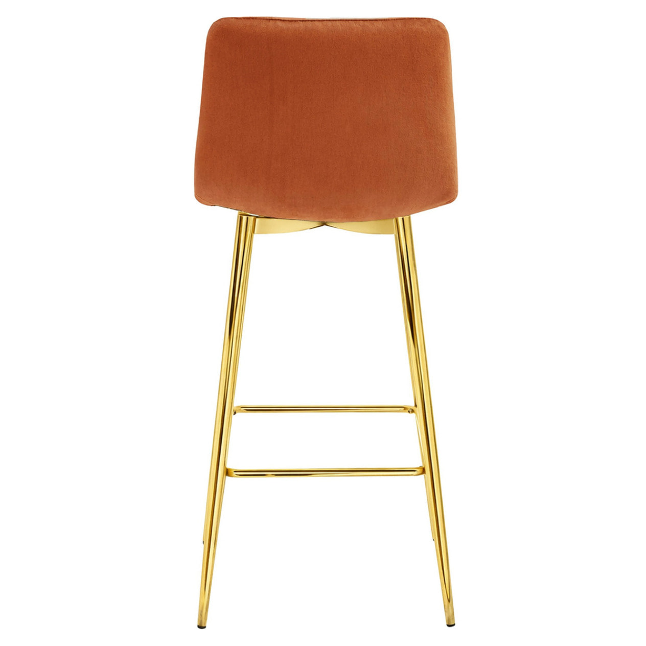 Sgabello Arceto in velluto color rame e gambe dorate