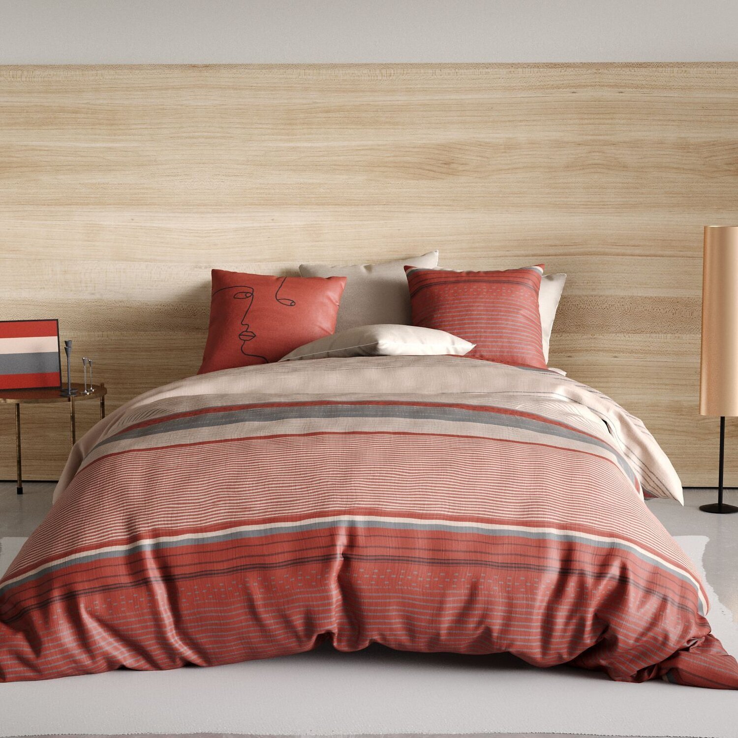Parure housse de couette + 2 taies 100% coton 71fils hana