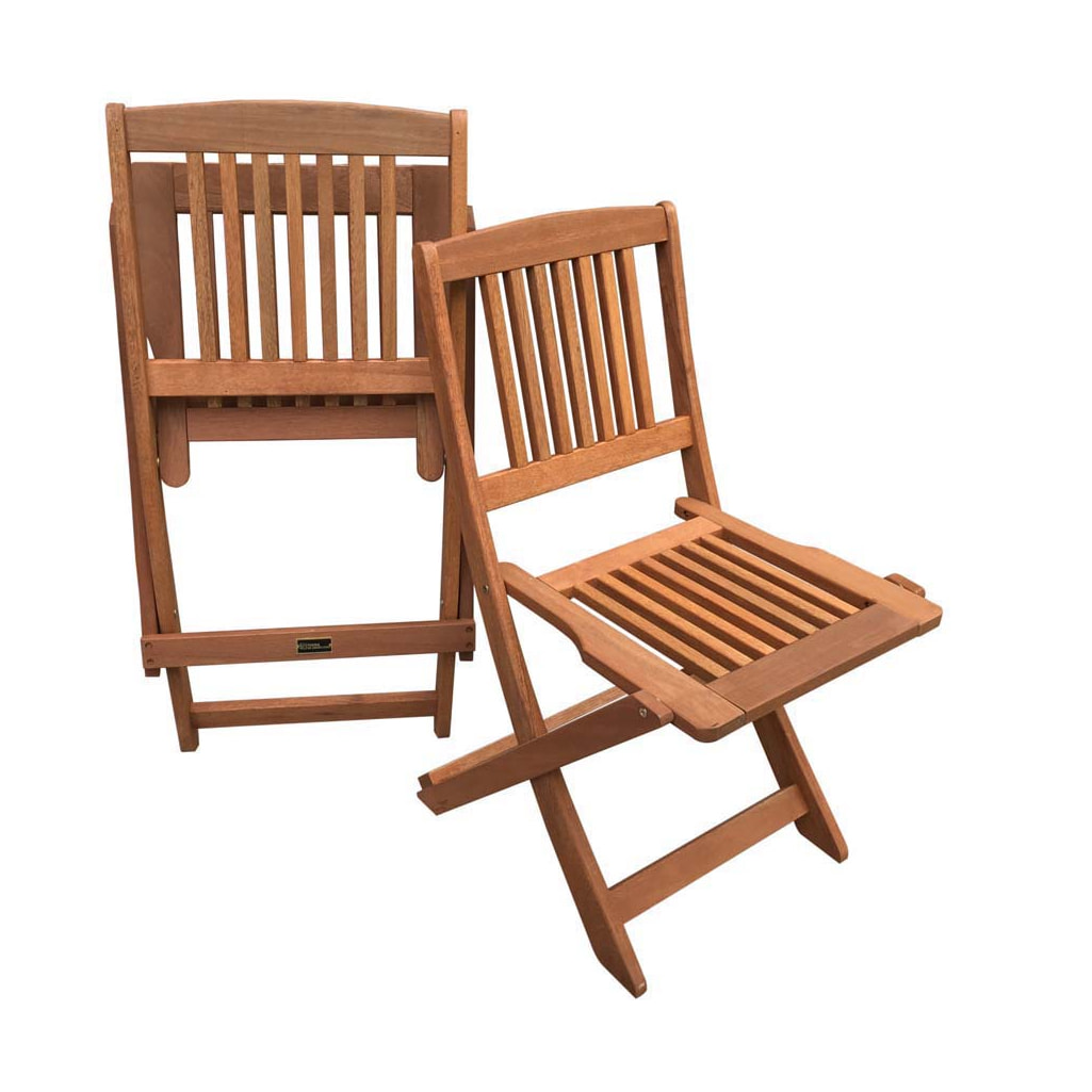 Lot de 2 chaises jardin pliante en bois exotique "Hongkong" - Maple - Marron clair