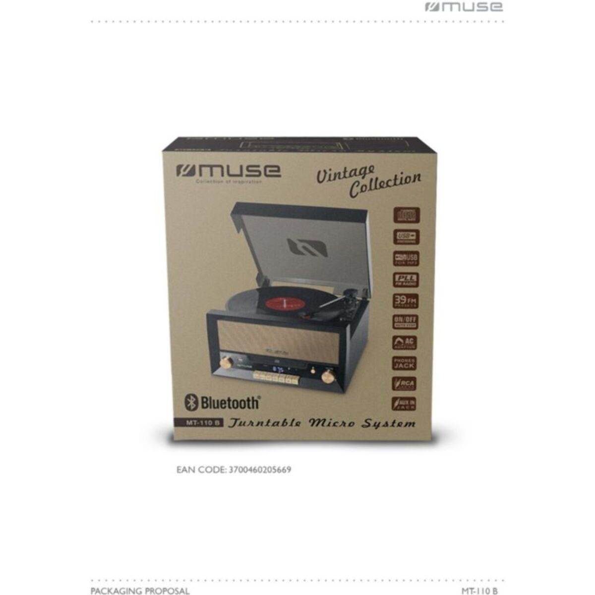 Platine vinyle MUSE MT-110B noire - Bluetooth