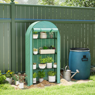 Invernadero de Exterior Invernadero Pequeño de 4 Niveles con 4 Estantes Puerta Enrollable Cubierta de PE y Marco de Acero para Cultivos Plantas Flores 105x45x160 cm Verde