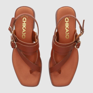 Sandalias de Serraje - Cuero - Tacón: 4 cm